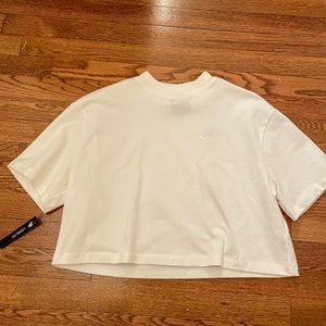 white loose fit NIKE crop top